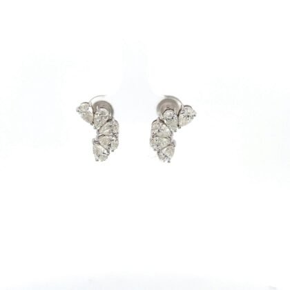 18K White Gold Stud Earrings with 10 Pear cut Lab Grown Diamonds TDW 2.36 Carat