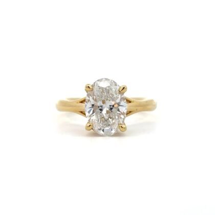 18K Yellow Gold Ring Lab Grown Oval Diamond 3.10 Carat