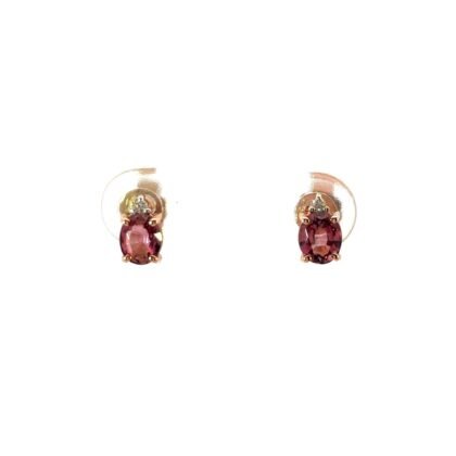 9K Rose Gold Earrings Pink Tourmaline and Diamonds