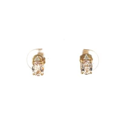 9K Yellow Gold Earrings with Morganite and Diamonds