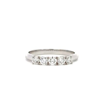 18K White Gold Ring with 5 Lab Grown Round Diamonds TDW 0.56 Carat