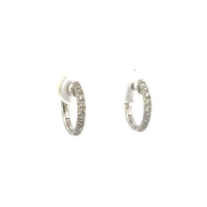 9K White Gold Hoop Earrings 18 Lab Grown Diamonds 0.34 Carat