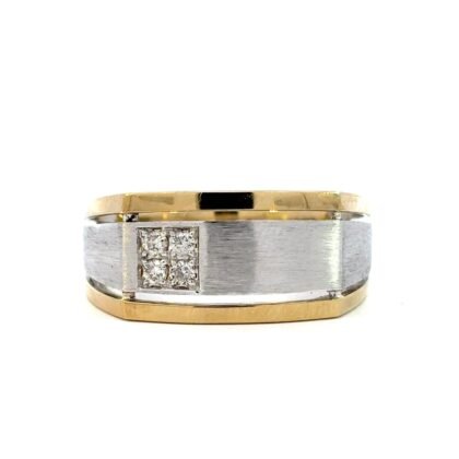 9K Two-toned Gold Ring with 4 Round Diamonds TDW 0.15 Carat
