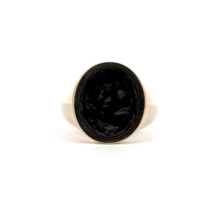 9K Yellow Gold Oval Spectrum Signet Ring
