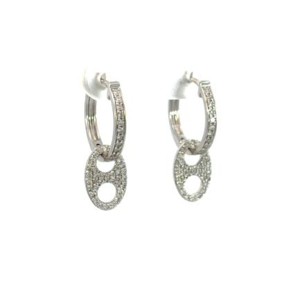 9K White Gold Drop Earrings with 100 Round Lab Grown Diamonds TDW 0.58 Carat