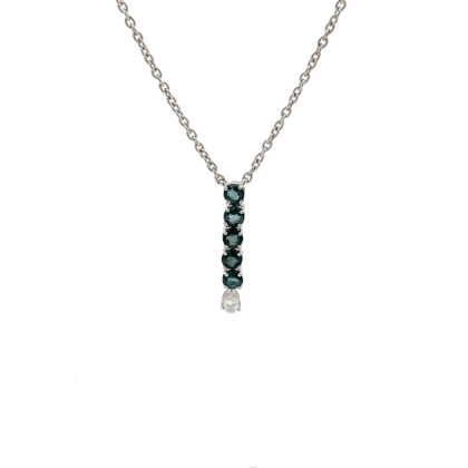 18KT White Gold Necklace with Sapphires 0.65ct and Lab Grown Diamonds 0.07ct G/VS