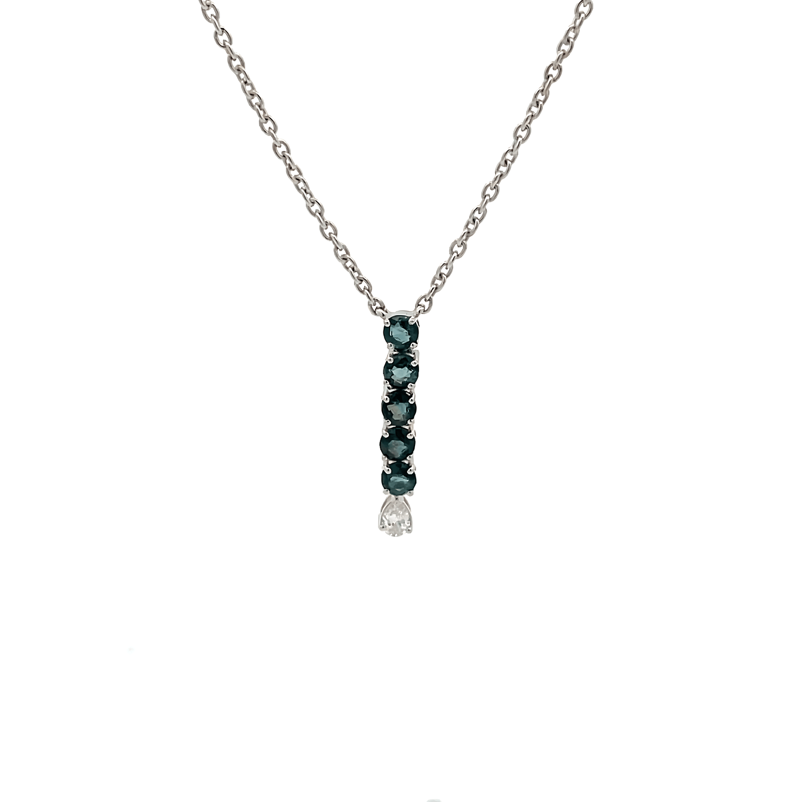 18KT White Gold Necklace with Sapphires 0.65ct and Lab Grown Diamonds 0.07ct G/VS