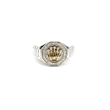 9KT 2 Tone White Gold Diamond Ring Men