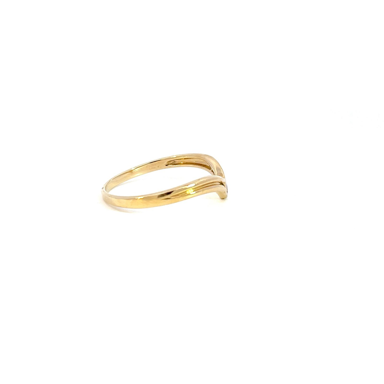 9K Yellow Gold Wishbone Ring with 5 Diamonds - Image 2