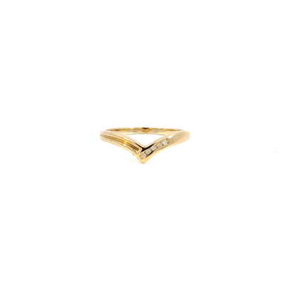 9K Yellow Gold Wishbone Ring with 5 Diamonds
