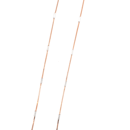 18 KT 2 Tone Rose Gold Beaded Chain 45cm