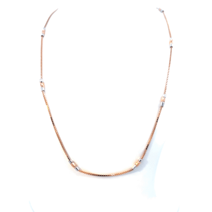 18 KT White & Rose Gold Beaded Chain 45cm