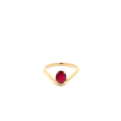 18KT Yellow Gold Ring with 0.99 Carat Mozambique Ruby
