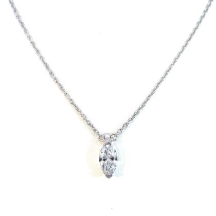 18K White Gold Necklace Lab Grown Diamond Marquise 0.43 Carat F/VS 40-45cm