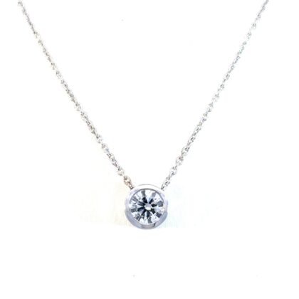 9K White Gold Necklace with Round Lab Grown Diamond 0.53 Carat