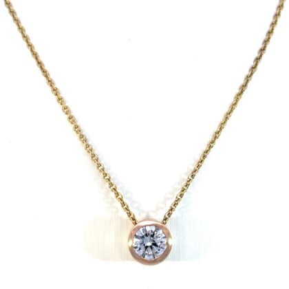 9K Yellow Gold Necklace with Round Lab Grown Diamond 0.54 Carat