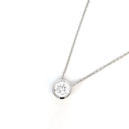 9K White Gold Necklace with Round Lab Grown Diamond 1.05 Carat
