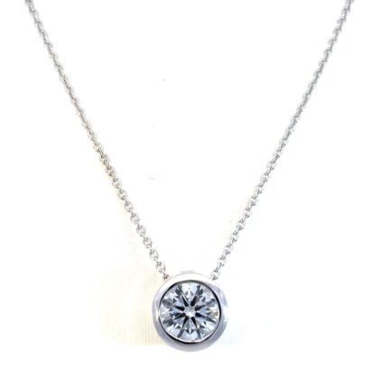 9K White Gold Necklace with Lab Grown Diamond 1.38 Carat E/VS1 40-45cm