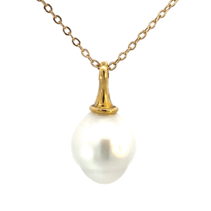 18K Yellow Gold Pendant with Cultured South Sea 14mm Pearl