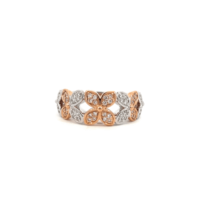18K White and Rose Gold Ring with 32 Pink Round Diamonds TDW 0.16ct and 32 White Round Diamonds TDW 0.13ct