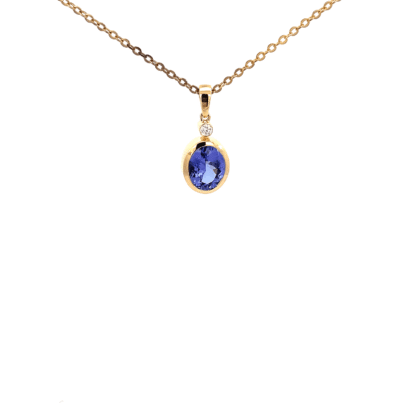 18K Yellow Gold Pendant with 2.61ct Tanzanite and Diamond