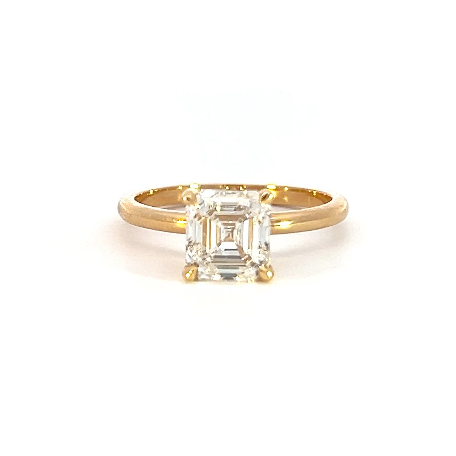 18K Yellow Gold Ring with Lab Grown Asscher Diamond 2.04ct