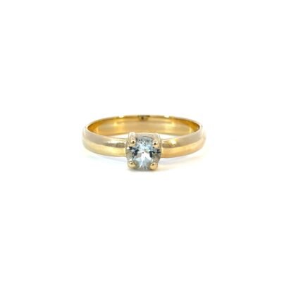 9K Yellow Gold Ring with Natural Aquamarine