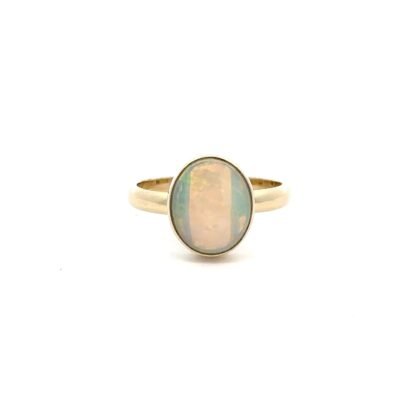 9K Yellow Gold Ring with Solid Australian Opal from Coober Pedy