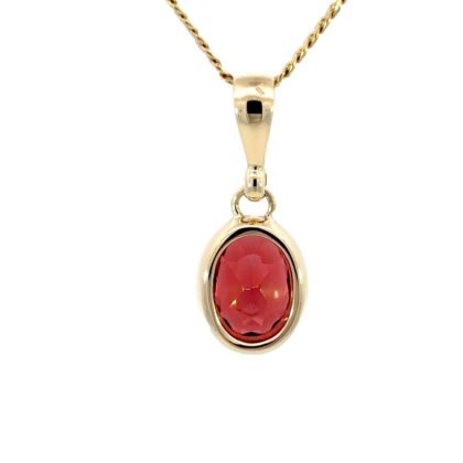 9K Yellow Gold Pendant with Oval cut Natural Garnet
