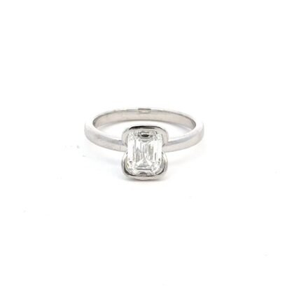 Platinum Ring Lab Grown Emerald Cut Diamond TDW 1.54 Carat