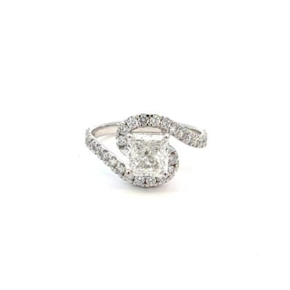 Platinum Ring with Lab Grown Cushion cut Diamond 2.27ct and 28 Round Diamonds TDW 0.60ct