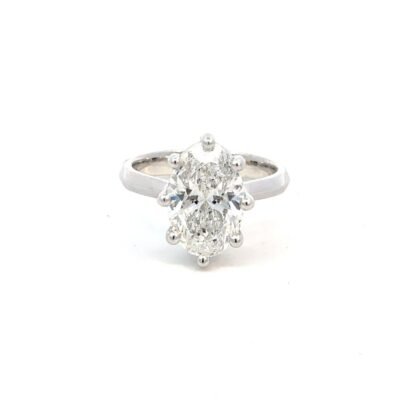 Platinum Ring Lab Grown Oval Cut Diamond 3.73 Carat
