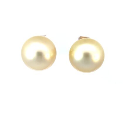 18K Yellow Gold Stud Earrings with South Sea Pearls 12mm-13mm