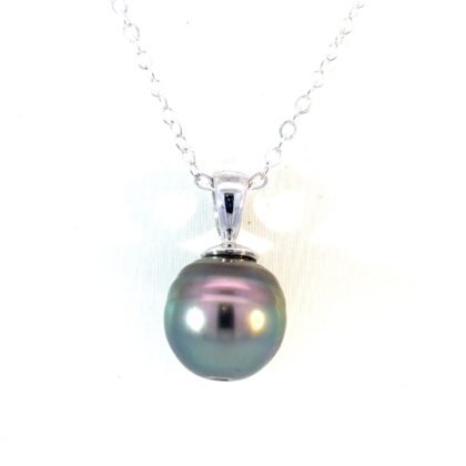 18K White Gold Pendant Tahitian Pearl 11-12mm