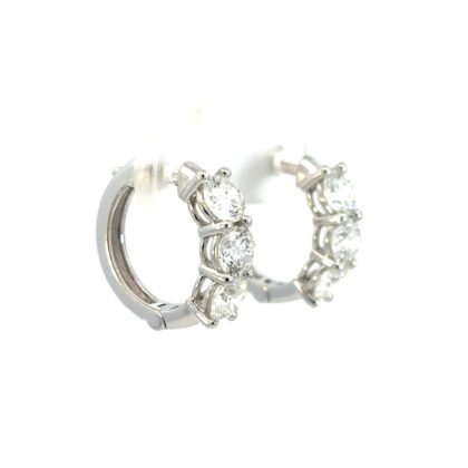 9K White Gold Earrings with 6 Lab Grown Diamonds TDW 2.12 Carat