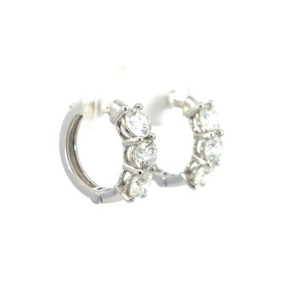 9K White Gold Earrings with 6 Lab Grown Diamonds TDW 1.98 Carat