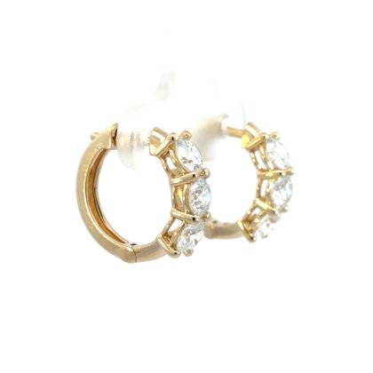 9K Yellow Gold Earrings 6 Lab Grown Round Diamonds TDW 2.03 Carat