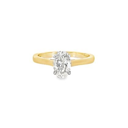 18K YG Ring with Lab Grown Oval Diamond 1.01 Carat