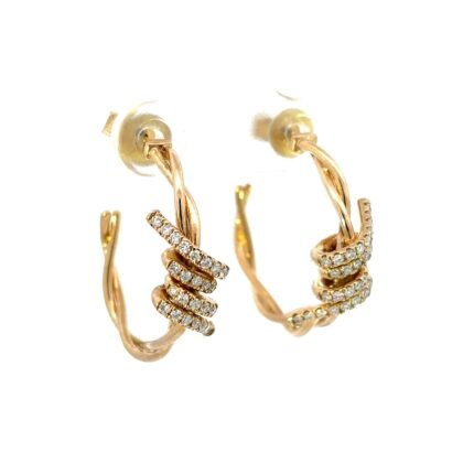 9K Yellow Gold Earrings with 56 Round Lab Grown Diamonds TDW 0.39 Carat