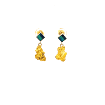 9K Yellow Gold Alice Earrings with Australian Nuggets and Australian Opals