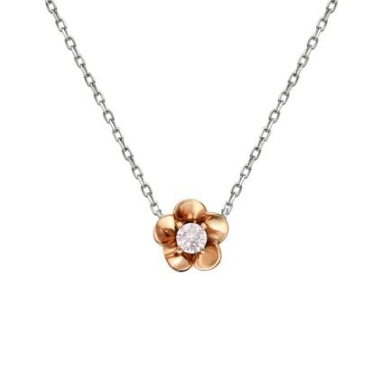 18K Two Toned Necklace With Pink Diamond 0.04ct From Kimberley Mine