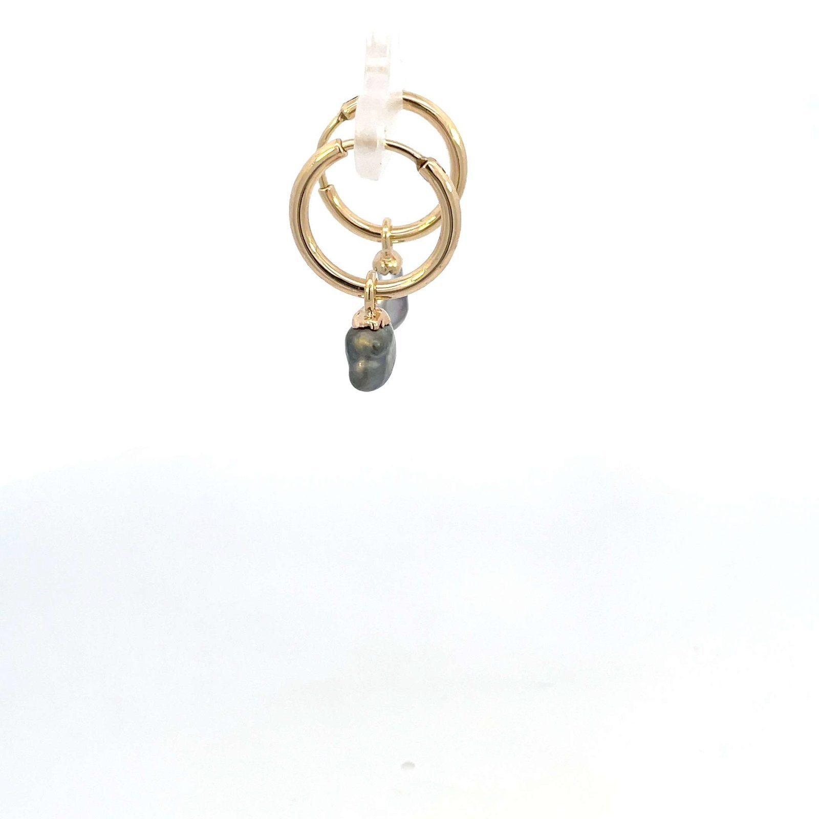 9K Yellow Gold Poppy Earrings with Broome Keshi Baroque Black Pearls - Image 2
