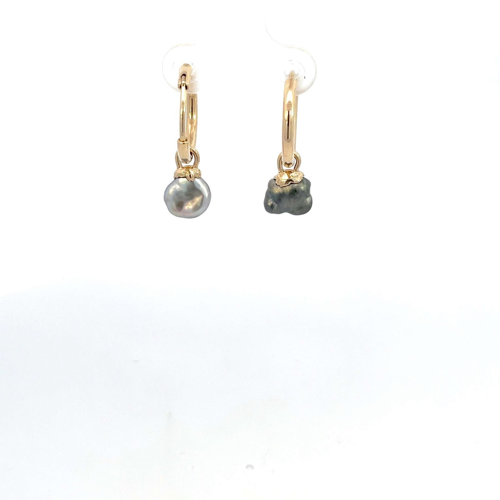 9K Yellow Gold Poppy Earrings with Broome Keshi Baroque Black Pearls - Image 3