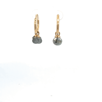 9K Yellow Gold Poppy Earrings with Broome Keshi Baroque Black Pearls