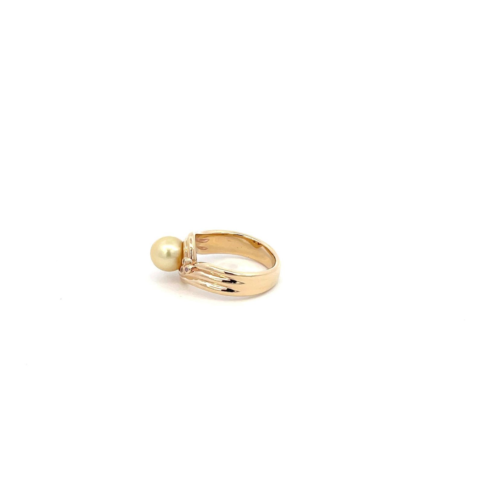 9K Yellow Gold Sydney Ring with 6 Pink Diamonds 0.09ct and a South Sea Pearl - Image 4
