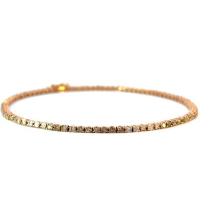 14K Rose Gold Bracelet with 60 Round Brown Diamonds TDW 2.01 Carat and 30 Round White Diamonds TDW 1.15 Carat
