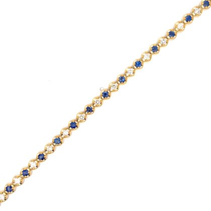 9K YG Bracelet 22 Ceylon Sap 1.74ct 22 DI 1.03ct H/SI 18.5cm