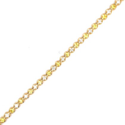 9K YG Bracelet 22 Yellow Sap 1.3ct 22 DI 0.98ct H/SI 18.5cm