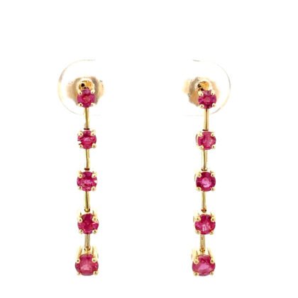 9K YG Earrings Ruby 1.41ct