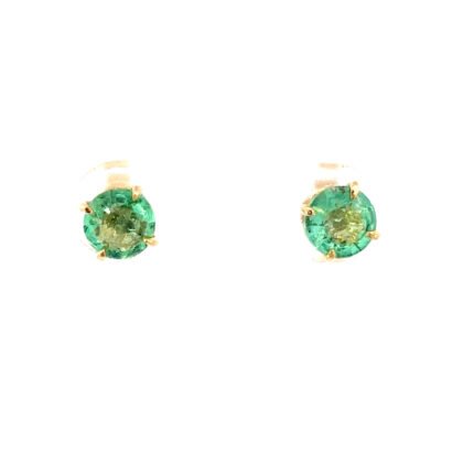 9K YG Earrings Colombian Emerald 1.21ct